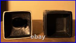 Rare Vintage Mid-Century Modern Brayton Laguna Black 2Piece Covered Box 9.5x3.5