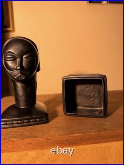 Rare Vintage Mid-Century Modern Brayton Laguna Black 2Piece Covered Box 9.5x3.5
