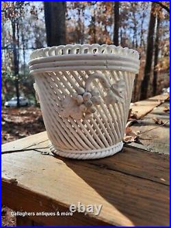 Rare Vintage Mid Century Modern Italian Ed Langbein Ceramic Lattice Pot Planter Rare Vintage Mid Century Modern Italian Ed Langbein Ceramic Lattice Pot Planter