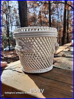Rare Vintage Mid Century Modern Italian Ed Langbein Ceramic Lattice Pot Planter Rare Vintage Mid Century Modern Italian Ed Langbein Ceramic Lattice Pot Planter