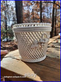 Rare Vintage Mid Century Modern Italian Ed Langbein Ceramic Lattice Pot Planter Rare Vintage Mid Century Modern Italian Ed Langbein Ceramic Lattice Pot Planter