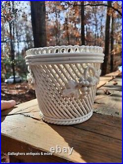 Rare Vintage Mid Century Modern Italian Ed Langbein Ceramic Lattice Pot Planter Rare Vintage Mid Century Modern Italian Ed Langbein Ceramic Lattice Pot Planter