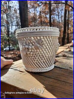 Rare Vintage Mid Century Modern Italian Ed Langbein Ceramic Lattice Pot Planter Rare Vintage Mid Century Modern Italian Ed Langbein Ceramic Lattice Pot Planter