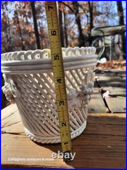 Rare Vintage Mid Century Modern Italian Ed Langbein Ceramic Lattice Pot Planter