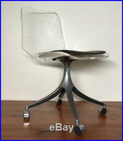 Rare Vintage Mid-Century Modern Lucite Acrylic Swivel Office Desk Chair