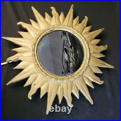 Rare Vintage Mid Century Modern MCM Gold Luxe Sunburst Sun Star Infinity Mirror