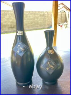Rare Vintage Mid Century Modern Matte Black Royal Haeger Pottery Round Vases Set
