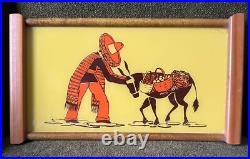 Rare Vintage Mid-Century Modern Mexican themed Tray and 6 Tumblers