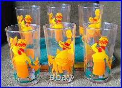 Rare Vintage Mid-Century Modern Mexican themed Tray and 6 Tumblers