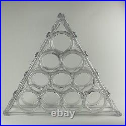 Rare Vintage Mid-Century Modern Triangle 10 Bottle Lucite Wine Rack