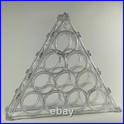 Rare Vintage Mid-Century Modern Triangle 10 Bottle Lucite Wine Rack