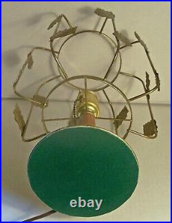 Rare Vintage Mid-century Modern Space Age Atomic Brass Toleware Teak Table Lamp