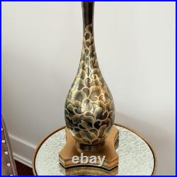 Rare Vintage Modern MCM Hollywood Black & Gold Lamp Dinanderie Style Genie Shape