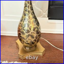 Rare Vintage Modern MCM Hollywood Black & Gold Lamp Dinanderie Style Genie Shape
