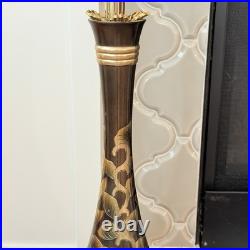 Rare Vintage Modern MCM Hollywood Black & Gold Lamp Dinanderie Style Genie Shape