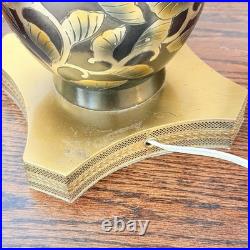 Rare Vintage Modern MCM Hollywood Black & Gold Lamp Dinanderie Style Genie Shape