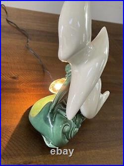 Rare Vintage Modern Mid-Century MCM Seagull Bird On Ocean Waves Ceramic TV Lamp