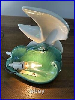 Rare Vintage Modern Mid-Century MCM Seagull Bird On Ocean Waves Ceramic TV Lamp