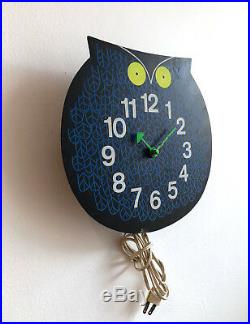 Rare Vintage Orignal Omar Owl Clock George Nelson Howard Miller Zoo Timer 1965