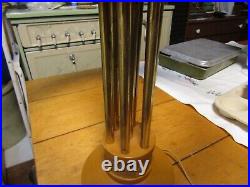 Rare Vintage Pillar wood LAMP Fiberglass Shade Atomic Era Mid Century Modern MCM