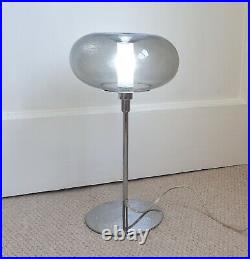 Rare Vintage Retro Space-Age Habitat Smoke Glass Bubble Chrome Desk Table Lamp