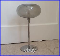 Rare Vintage Retro Space-Age Habitat Smoke Glass Bubble Chrome Desk Table Lamp