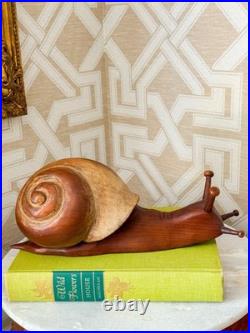 Rare Vintage Sarreid Spain Carved Wood Snail 13 Sculpture MCM Mid Century Decor