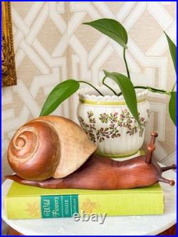 Rare Vintage Sarreid Spain Carved Wood Snail 13 Sculpture MCM Mid Century Decor