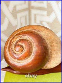 Rare Vintage Sarreid Spain Carved Wood Snail 13 Sculpture MCM Mid Century Decor