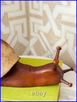 Rare Vintage Sarreid Spain Carved Wood Snail 13 Sculpture MCM Mid Century Decor