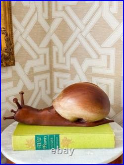 Rare Vintage Sarreid Spain Carved Wood Snail 13 Sculpture MCM Mid Century Decor