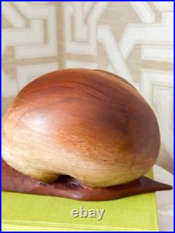Rare Vintage Sarreid Spain Carved Wood Snail 13 Sculpture MCM Mid Century Decor