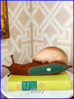 Rare Vintage Sarreid Spain Carved Wood Snail 13 Sculpture MCM Mid Century Decor