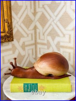 Rare Vintage Sarreid Spain Carved Wood Snail 13 Sculpture MCM Mid Century Decor