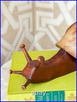 Rare Vintage Sarreid Spain Carved Wood Snail 13 Sculpture MCM Mid Century Decor