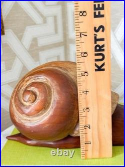 Rare Vintage Sarreid Spain Carved Wood Snail 13 Sculpture MCM Mid Century Decor