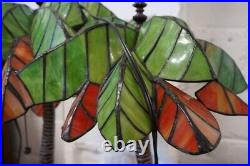 Rare Vintage Stained Glass Palm Tree Lover's Embrace Hammock Table Lamp Island