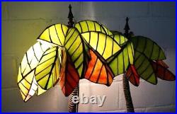 Rare Vintage Stained Glass Palm Tree Lover's Embrace Hammock Table Lamp Island