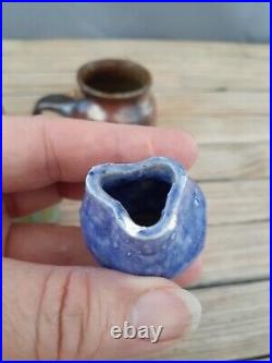 Rare Vintage Swedish Miniature Pottery Stoneware Earthenware Cobalt Vase
