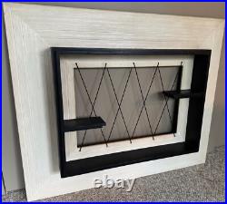 Rare Vintage Wood Shadowbox MCM Atomic Era Wall Hanging Black White 1950s