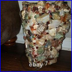 Rare Vintage of Mid-Century Modern Colorful Agate Mineral Stone Table Lamp