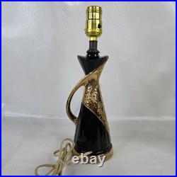 Rare Vtg Deena Weeping Gold Drip Pattern MCM Mid Century Modern Set of 2 Lamps