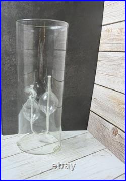 Rare Vtg. Double Chimney Handblown Zodiac Glass-oil-lamp Wolfard -excellent