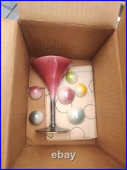 Rare Vtg MCM Ceramicraft Martini Wine Glass Bubbles Wall Pockets With Box