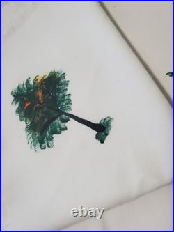 Rare Vtg Set 12 Hand Painted Mid Century Modern African Dancer Linen Luncheon