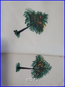 Rare Vtg Set 12 Hand Painted Mid Century Modern African Dancer Linen Luncheon