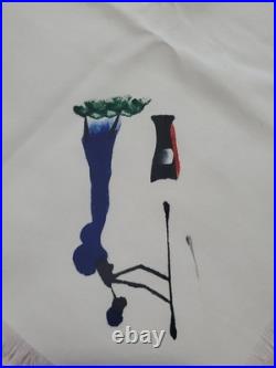 Rare Vtg Set 12 Hand Painted Mid Century Modern African Dancer Linen Luncheon