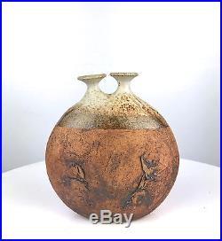 Rare Warren Hullow Studio Art Pottery Stoneware Weed Pot Vessel Vase Mid Century