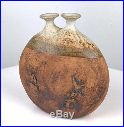 Rare Warren Hullow Studio Art Pottery Stoneware Weed Pot Vessel Vase Mid Century