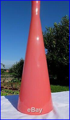 Rare XL Mid Century Italian Opaque Glass Empoli Pink Decanter Genie Bottle 27.2